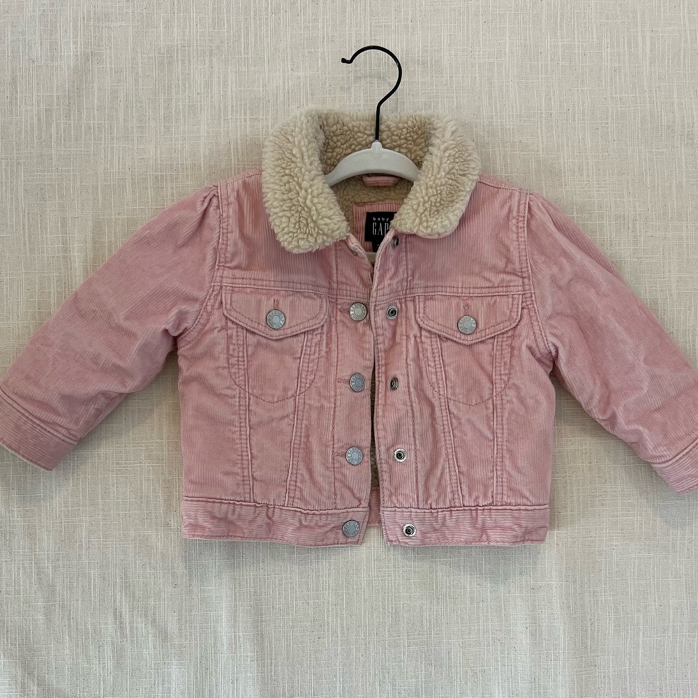 GAP Pink and Cream Jacket with Sherpa Collar